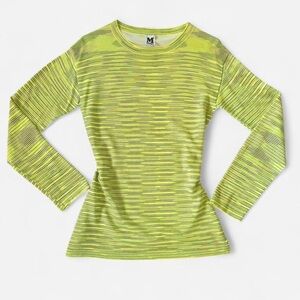 MISSONI Long sleeve crew neck classic acid green multi pattern